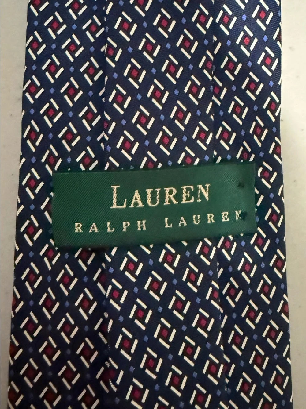 Ralph Lauren Classic Navy Geometric Silk Tie - Men's Accessories